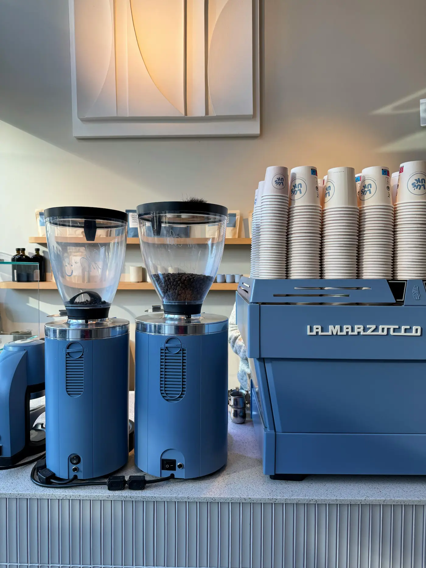 Commercial espresso machine in a cafe setting