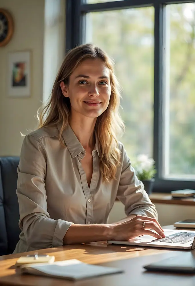 Woman working on invoice finance
