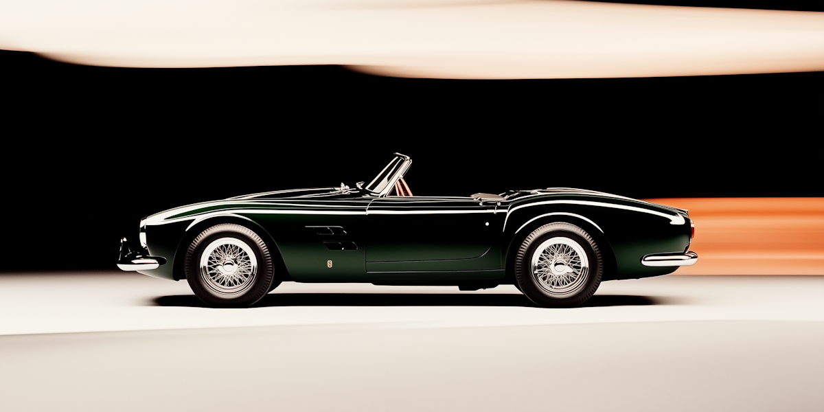 Vintage green vehicle financed for a commercial photography business